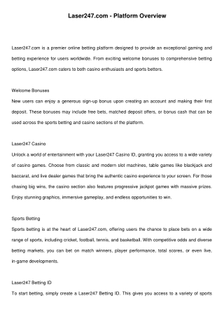 Laser247 com - Your Trusted Platform for Online Betting and Casino Gaming