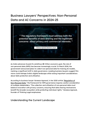 Business Lawyers' Perspectives_ Non-Personal Data and AI Concerns in 2024-25