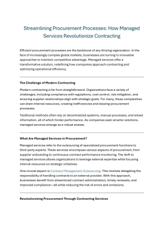 Streamlining Procurement Processes  How Managed Services Revolutionize Contracting