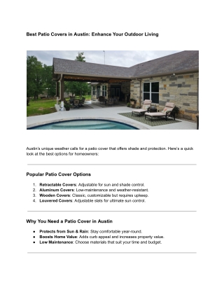 Best Patio Covers in Austin