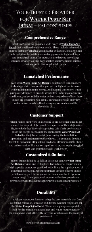 Your Trusted Provider for Water Pump Set Dubai – Falcon Pumps