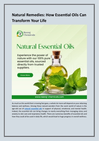Natural Essential Oils Suppliers in India