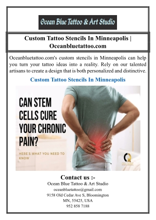 Custom Tattoo Stencils In Minneapolis | Oceanbluetattoo.com