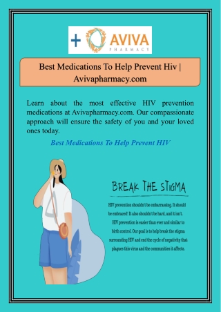 Best Medications To Help Prevent Hiv | Avivapharmacy.com