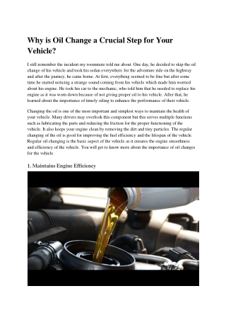Why is Oil Change a Crucial Step for Your Vehicle
