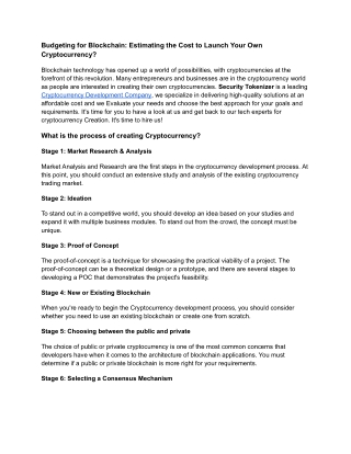 Budgeting for Blockchain_ Estimating the Cost to Launch Your Own Cryptocurrency