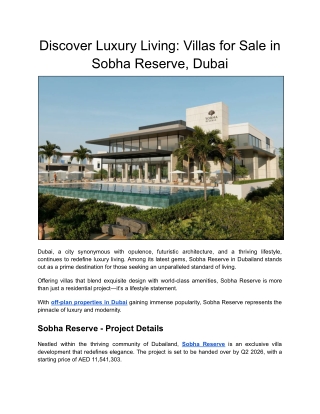Discover Luxury Living_ Villas for Sale in Sobha Reserve, Dubai