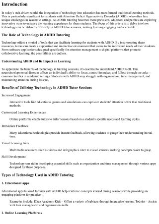 “Utilizing Technology in ADHD Tutor Sessions”