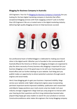 Blogging for Business Company in Australia