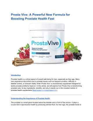 Prosta Vive: A Natural Path to a Healthy Prostate and Increased Sex Drive