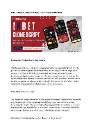 From Concept to Success Plurance’s 1xBet Clone Script Explained