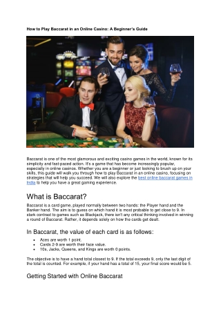 How to Play Baccarat in an Online Casino A Beginner’s Guide