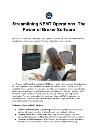 Streamlining NEMT Operations: The Power of Broker Software
