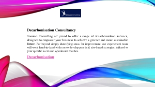 Decarbonisation - Sustainable Solutions