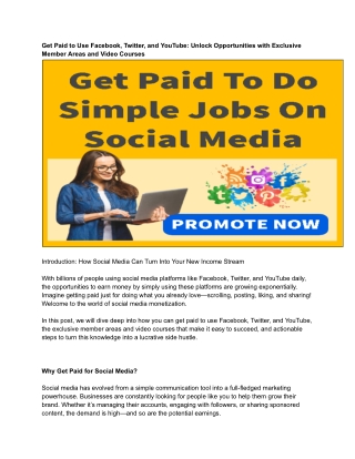 UntitlGet Paid to Use Facebook, Twitter, and YouTube: Unlock Opportuned document