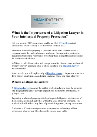 What is the Importance of a Litigation Lawyer in Your Intellectual Property Protection