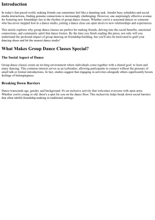 Why Group Dance Classes Are Perfect for Making Friends