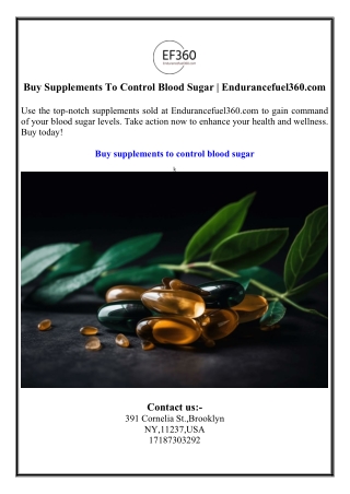 Buy Supplements To Control Blood Sugar  Endurancefuel360.com