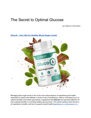 Gluco6 – Your Ally for Healthy Blood Sugar Levels