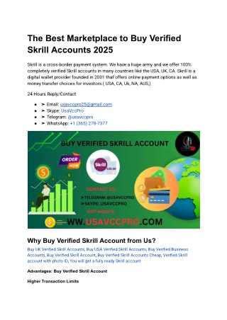 The Best Marketplace to Buy Verified Skrill Accounts 2025