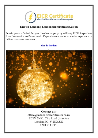 Eicr In London  Londoneicrcertificates.co.uk