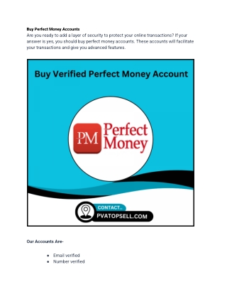 Buy Perfect Money Accounts