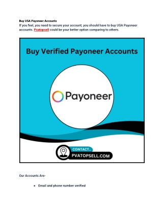 Buy USA Payoneer Accounts