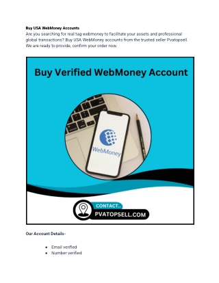 Buy USA WebMoney Accounts