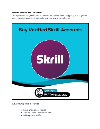 Buy Skrill Accounts with Transactions