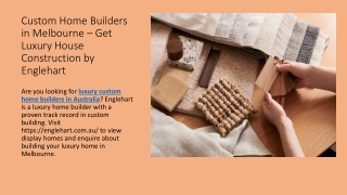 Custom Home Builders in Melbourne – Get Luxury House Construction by Englehart