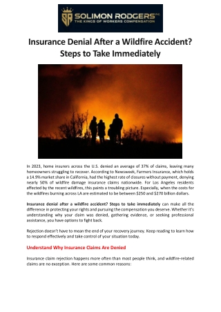 Insurance Denial After a Wildfire Accident Steps to Take Immediately