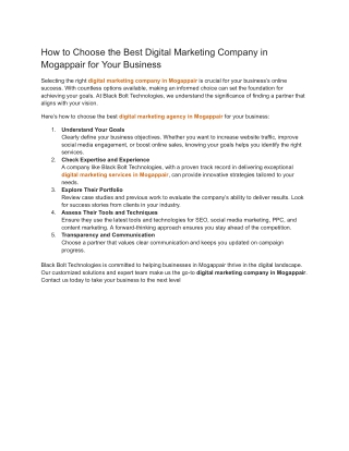 How to Choose the Best Digital Marketing Company in Mogappair for Your Business