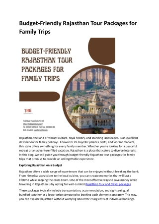 Budget-Friendly Rajasthan Tour Packages for Family Trips