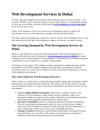 Web Development Services in Dubai