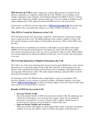SEO Services in UAE