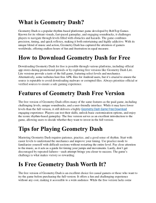 Geometry Dash Game Free Download