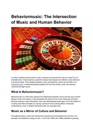 Behaviormusic: The Intersection of Music and Human Behavior