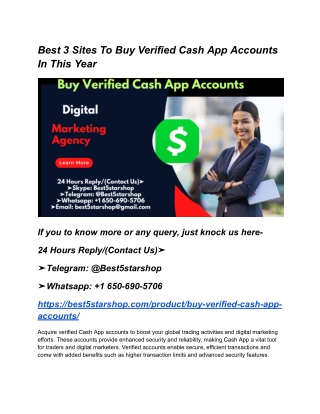 Best 3 Sites To Buy Verified Cash App Accounts In This Year