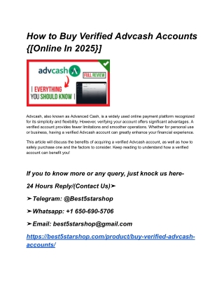 How to Buy Verified Advcash Accounts {[Online In 2025}]