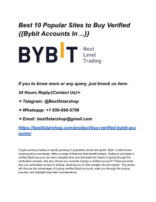Best 10 Popular Sites to Buy Verified {{Bybit Accounts In ...}}