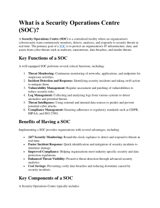 What is a Security Operations Centre