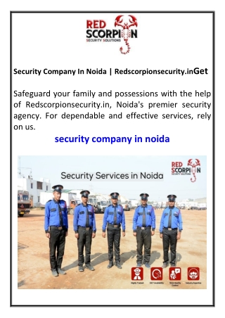 Security Company In Noida  Redscorpionsecurity.in