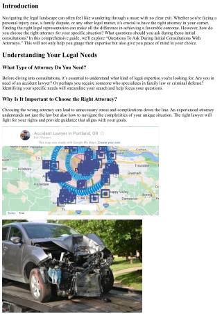 “Questions To Ask During Initial Consultations With Attorneys.”