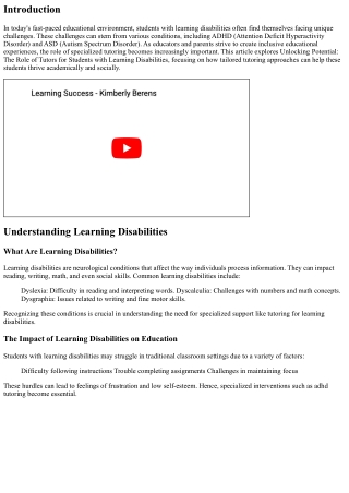 Unlocking Potential: The Role of Tutors for Students with Learning Disabilities