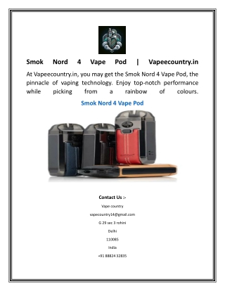 Smok Nord 4 Vape Pod  Vapeecountry.in