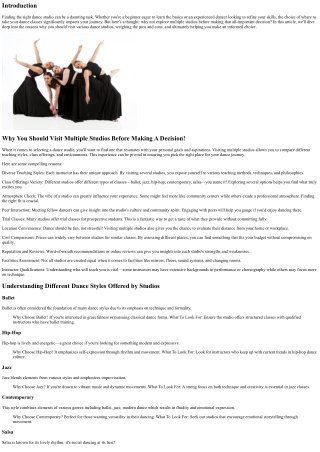 “Why You Should Visit Multiple Studios Before Making A Decision!”