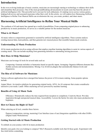 Harnessing Artificial Intelligence to Refine Your Musical Skills