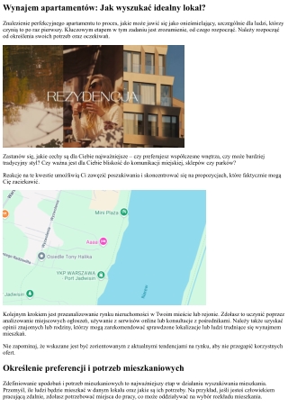 Wynajem apartamentów: Jak wyszukać perfekcyjny apartament?