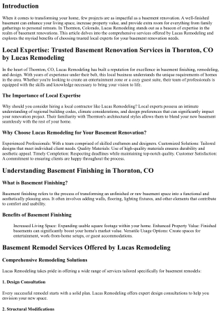 **Local Expertise: Trusted Basement Renovation Services in Thornton, CO by Lucas