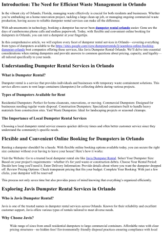 “Flexible and Convenient Online Booking for Dumpsters in Orlando”